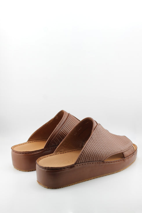 DFC Relax Men Embossed Print Leather Slide Sandals